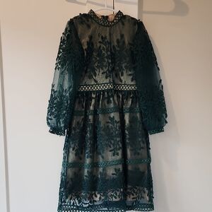 Ivy City Co Forest Green Lace Kids Dress
